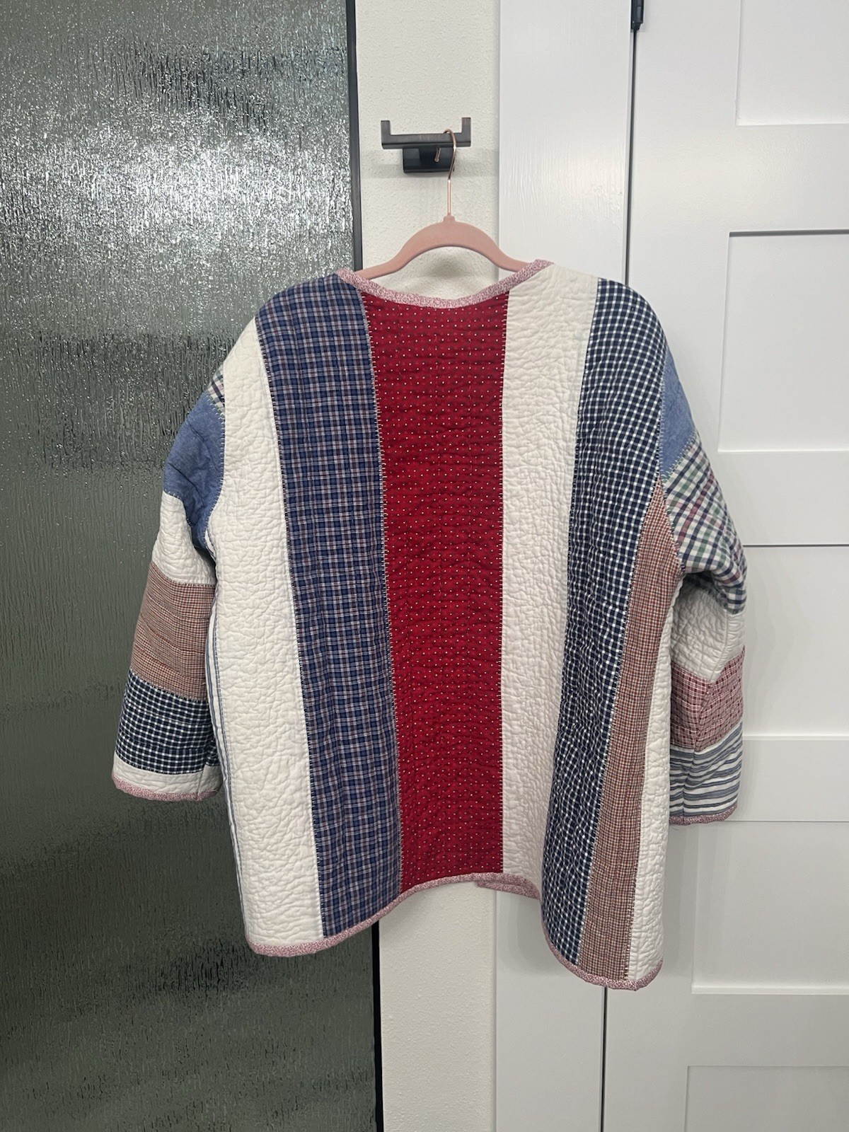 Women's Patchwork Quilted Jacket Multicolor Open … - image 2