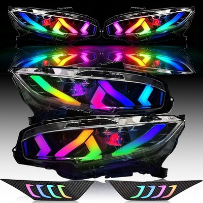 For 2016-2021 Honda Civic 10TH Gen RGB LED Headlights Sequential Front Lamps L+R