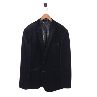 Blazer Sakko Herren Black Label Schwarz Samt UK 52R