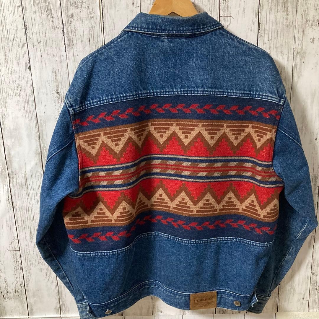 Pendleton Denim Jacket Native Pattern L 90s Vinta… - image 2