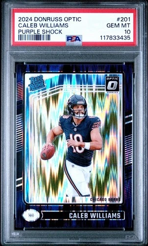 2024 Donruss Optic Caleb Williams RC Rookie #201 Purple Shock PSA 10 Gem Mint
