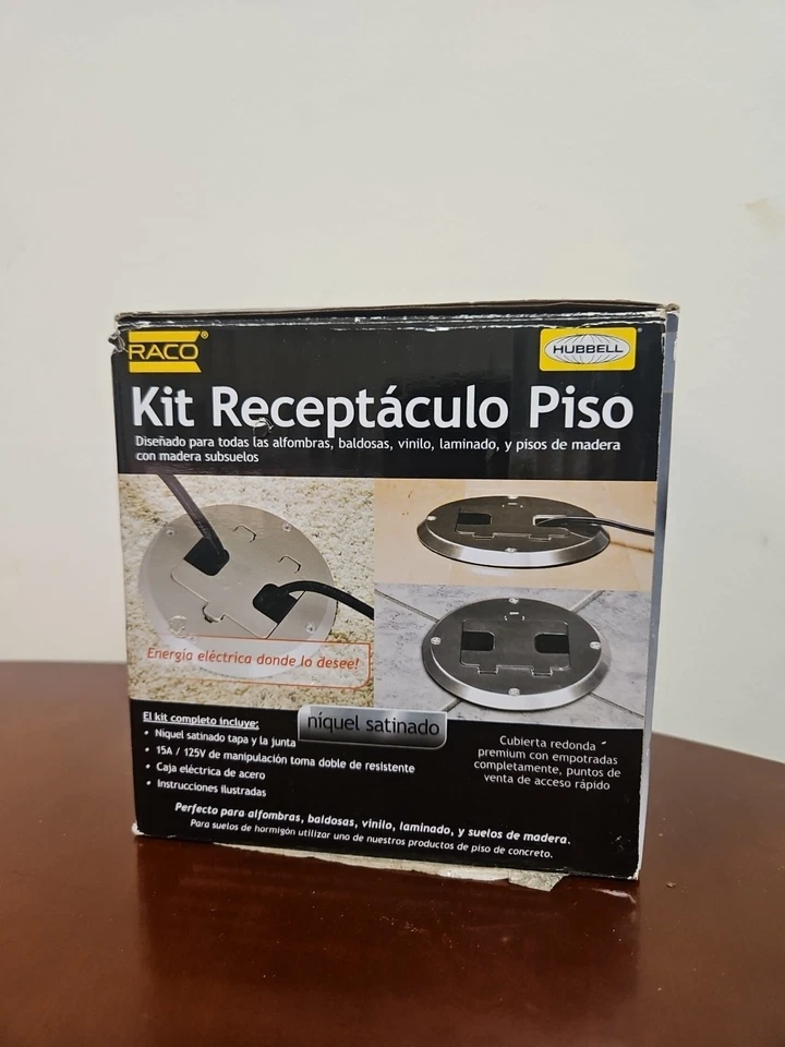 Kit de caja de piso Hubbell Raco 6239NI de una sola banda con dispositivo dúplex empotrado 15A TR Foto 2 de 4