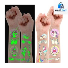 30 Count Luminous Temporary Tattoo Set for Kids - Glow in the Dark Fun