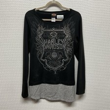 Harley-Davidson With Studs Willie G Skull CrewNeck Sweatshirt Women Large USA