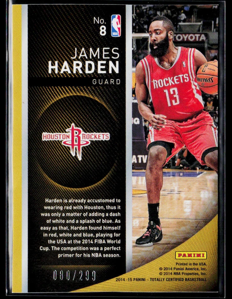 2014-15 Panini Totally Certified #8 James Harden Excellence #/299 - Image 2 of 2