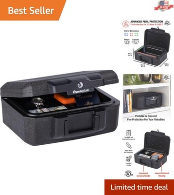 Compact Fireproof Document Safe with Key Lock - Secure 0.18 Cu Ft Storage