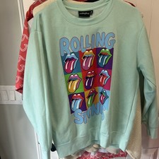 Rolling Stones Graphic Sweatshirt Med Mint Green