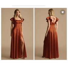 NWT Dark Orange Flutter Sleeve A Line Dress Plus 18 Bridesmaid Wedding Guest Bow