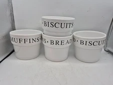 Over and Back, Inc set of 4 white ceramic pots from Portugal portugal