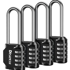 4 Pack 2.6 Inch Long Shackle Combination Lock, 4 Digit Outdoor Waterproof Pad...