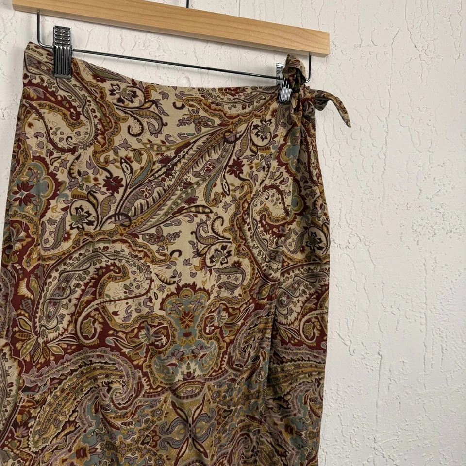 Falda envolvente vintage años 90 Ann Taylor cachemira lino rayón talla 10 cottagecore boho Foto 2 de 4