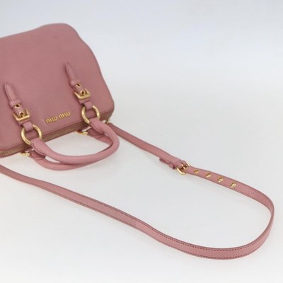 Miu Miu Hand Bag Leather 2way Pink Gold Auth ka838 | eBay