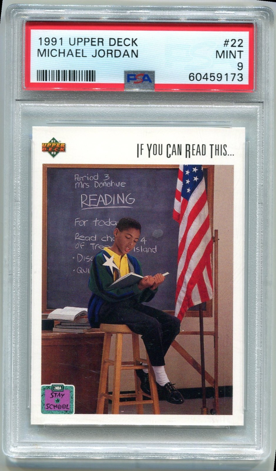 1991 Upper Deck Michael Jordan Stay in School PSA 9 No. 22