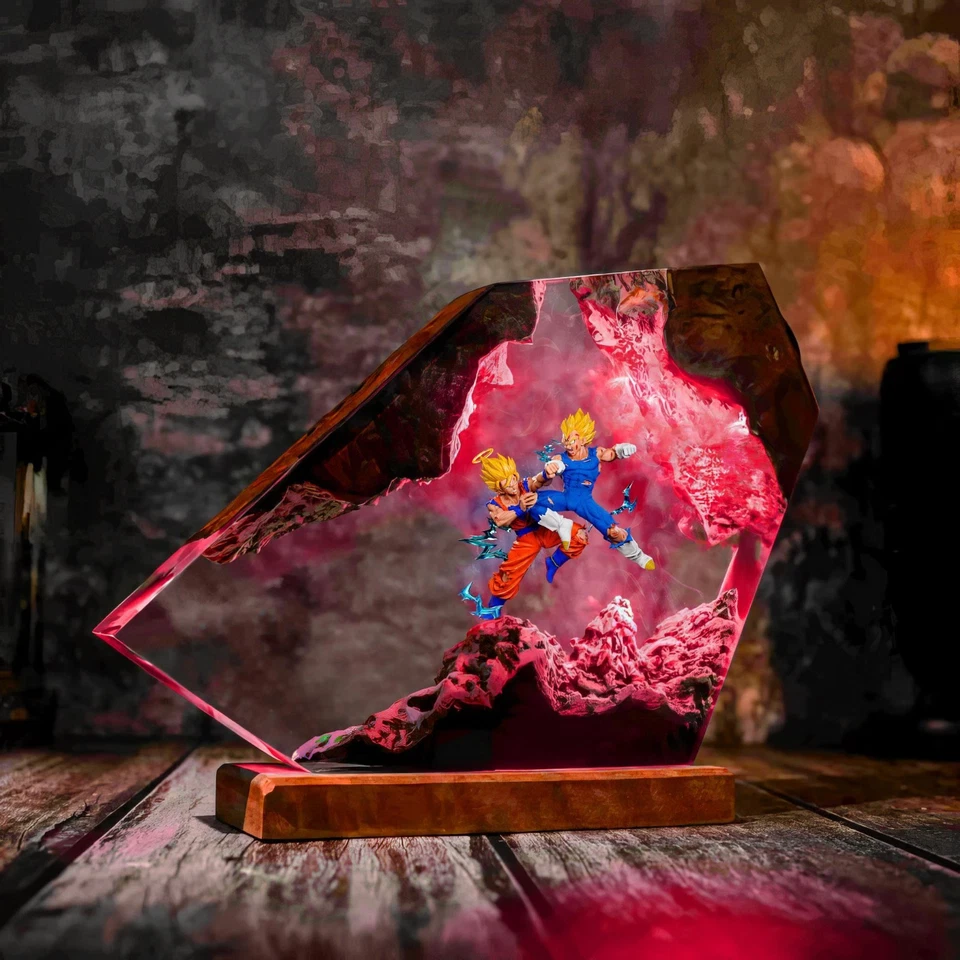 Lámpara de resina Goku vs Vegeta, lámpara de resina Dragon Ball, regalo único Foto 3 de 4
