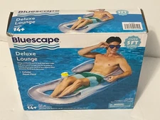 NEW FACTORY SEALED Bluescape Deluxe Lounge Inflatable POOL 5ft Blue w CUP HOLDER