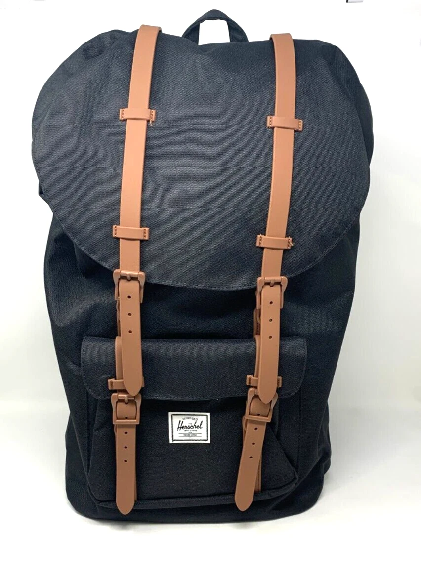 Herschel Little America Laptop Backpack, Black/Tan Synthetic Leather,  Classic 25 | eBay