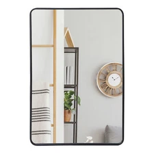 24" x 36" Rectangular Wall Mirror Metal Black Frame Bathroom Bedroom Decorative