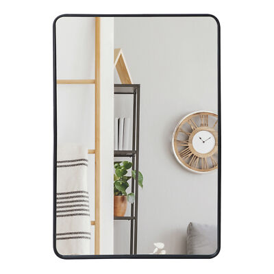 24'' x 36'' Rectangular Wall Mirror Metal Black Frame Bathroom Bedroom Decorative