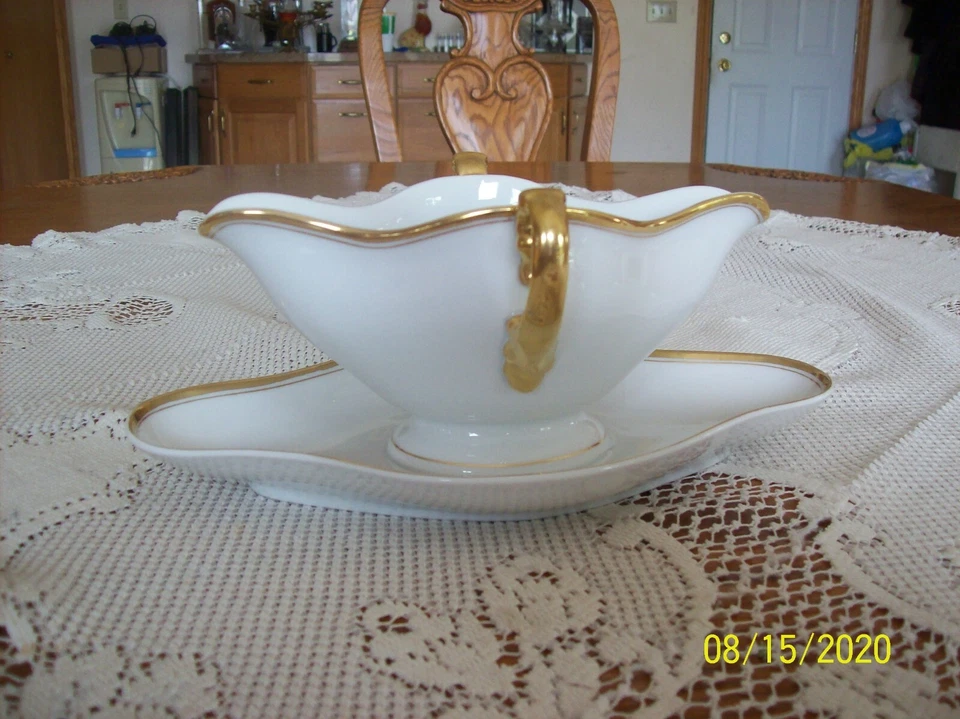 Heinrich & Co H&C Porcelana China Borde Dorado Gravy Barco Placa Base Adjunta Auto Foto 4 de 4