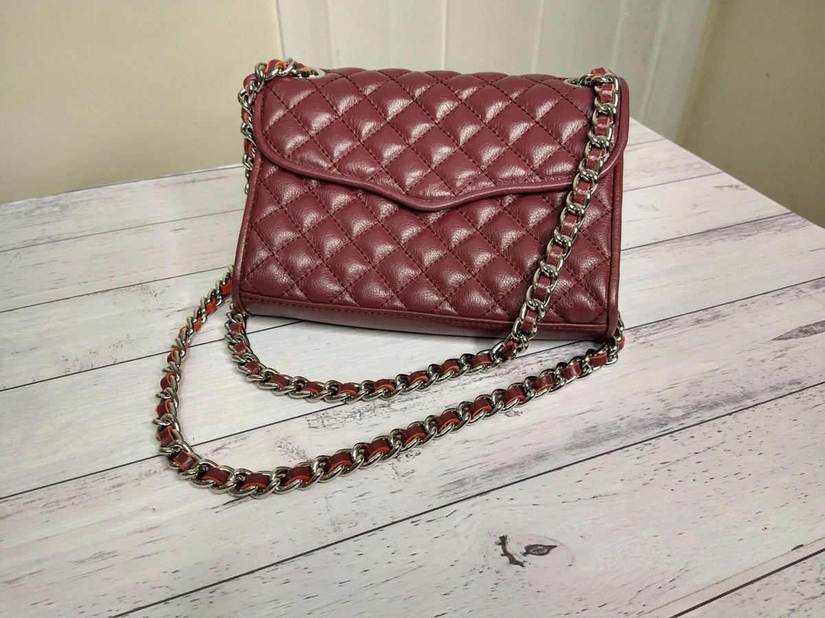 Rebecca Minkoff Quilted Mini Affair Plum Leather Handbag With Dust