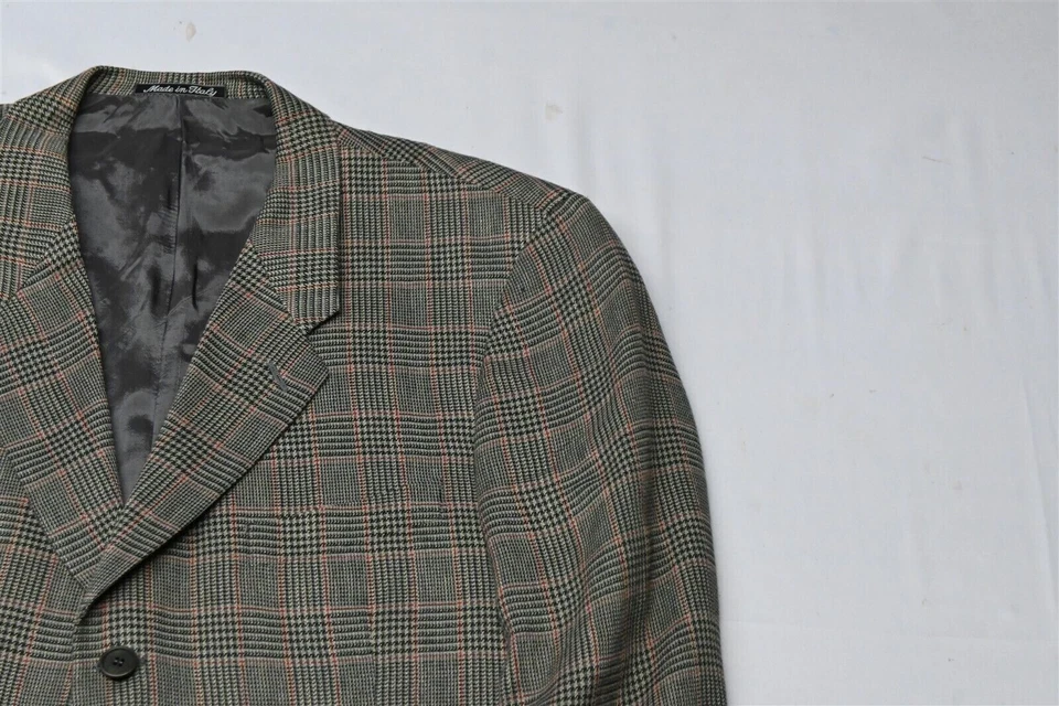Chaqueta Blazer Abrigo Deportivo De Colección Giorgio Armani 42L Rojo Oliva Cuadros Glenn Dinero Antiguo Foto 2 de 4