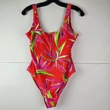 Old Navy Full Bloom Bliss One Piece Swimsuit Tropical Neon Size M