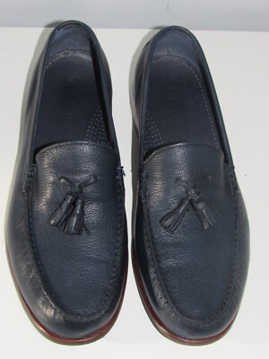 COLE HAAN MENS 10.5 BLUE TASSEL LOAFERS GRAIN LEATHER DRESS  display picture 1
