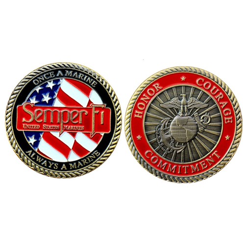 A MARINE ALWAYS A MARINE US Challenge Coin Collectible Semper Fi Military Gift - Picture 9 of 10