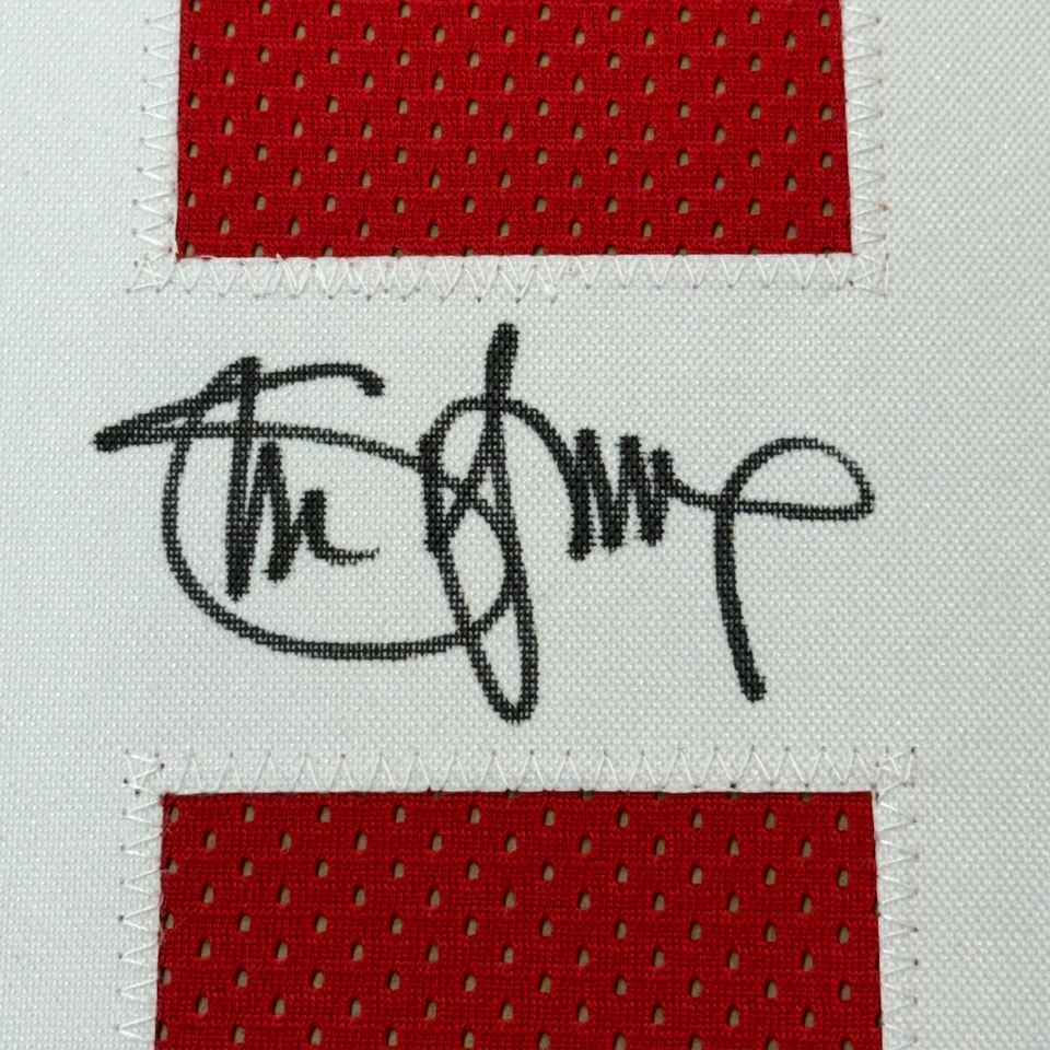 Camiseta deportiva roja enmarcada autografiada/firmada Steve Young 35x39 San Francisco certificado de autenticidad JSA Foto 2 de 2