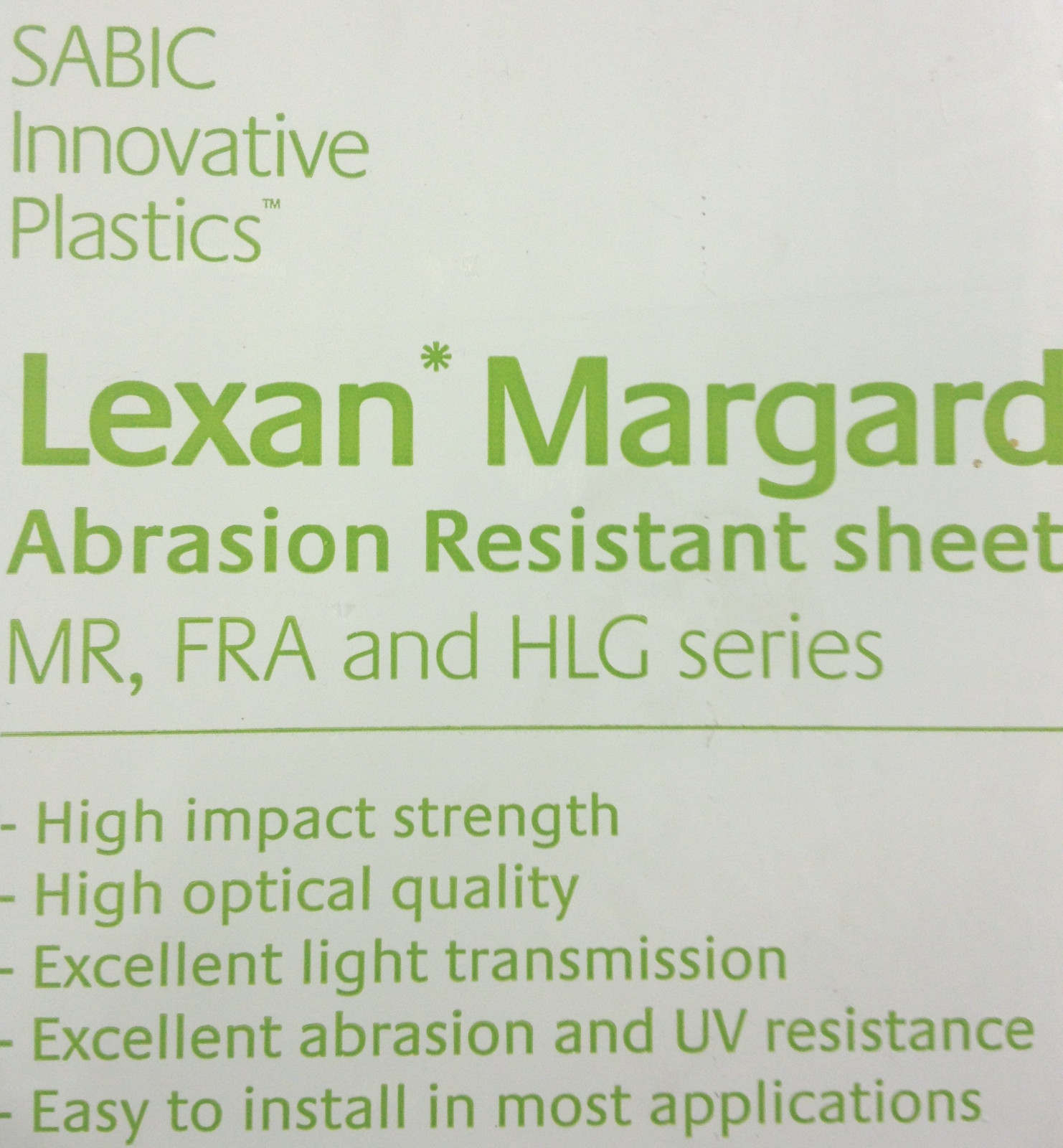 9.5mm Lexan MR10 Polycarbonate Sheet 2440 X 1220mm - Guards, Fencing ...