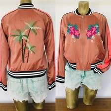 Nwot Mossimo Supply Co. Tropical Palm Trees Embroidered Bomber Jacket S