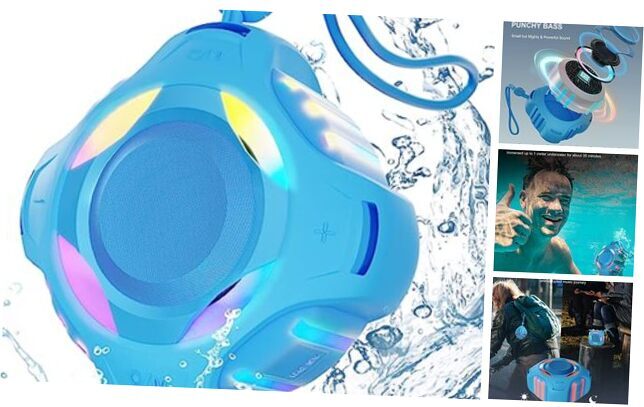 IP67 Waterproof Bluetooth Shower Speaker with LED Light in Sky Blue-image