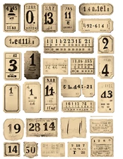 Vintage Numbers Card Toppers Collage Sheet Supplies Scrapbooks Junk Journal