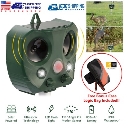 Solar Ultrasonic Pest Animal Repeller Cat Rodent Rat Squirrel Raccoon Control US