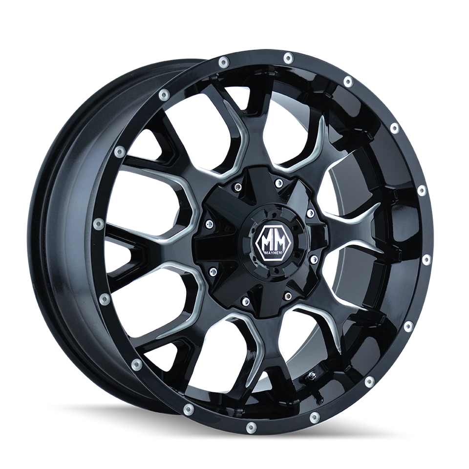 (Juego-4) Mayhem Warrior 18x9 5x114,3/5x127 -12 mm llantas fresadas negras 18 pulgadas Foto 2 de 3
