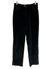 St. John Sport Women  s Velvet High Rise Black Straight Pants Stud Details Size 6