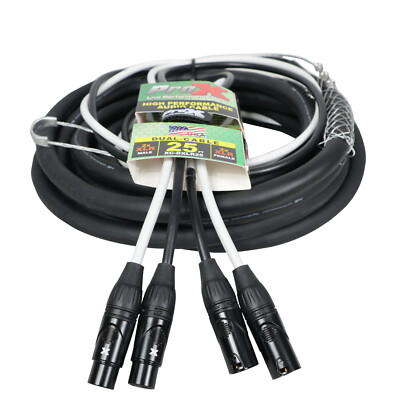 25 Ft. Balanced (2) XLR-M to (2) XLR-F High Performance Audio Cable Snake