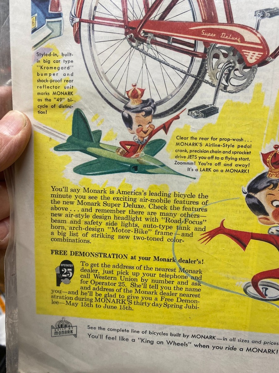 Vtg Bicycle Literature Advertising Monarch Super Deluxe Vtg Bicycle Literature Advertising Monarch Super Deluxe