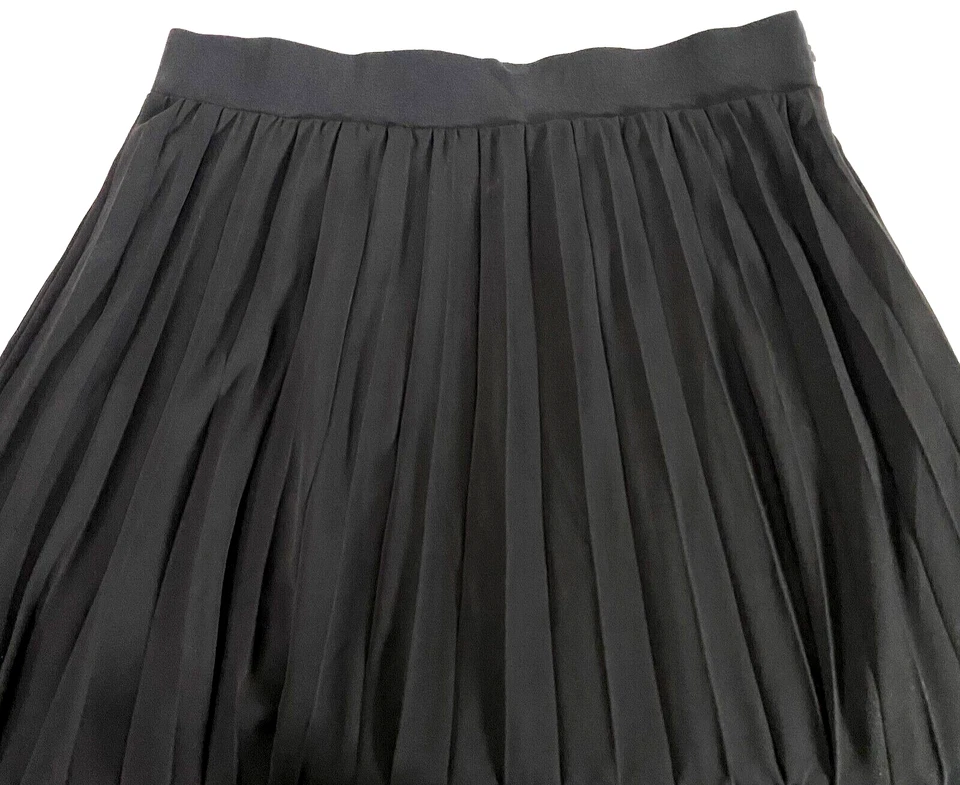 Rachel Roy Pleated Fishnet Hem Maxi Skirt Womens Size XXL Black Lined Side Zip - Image 2 of 4