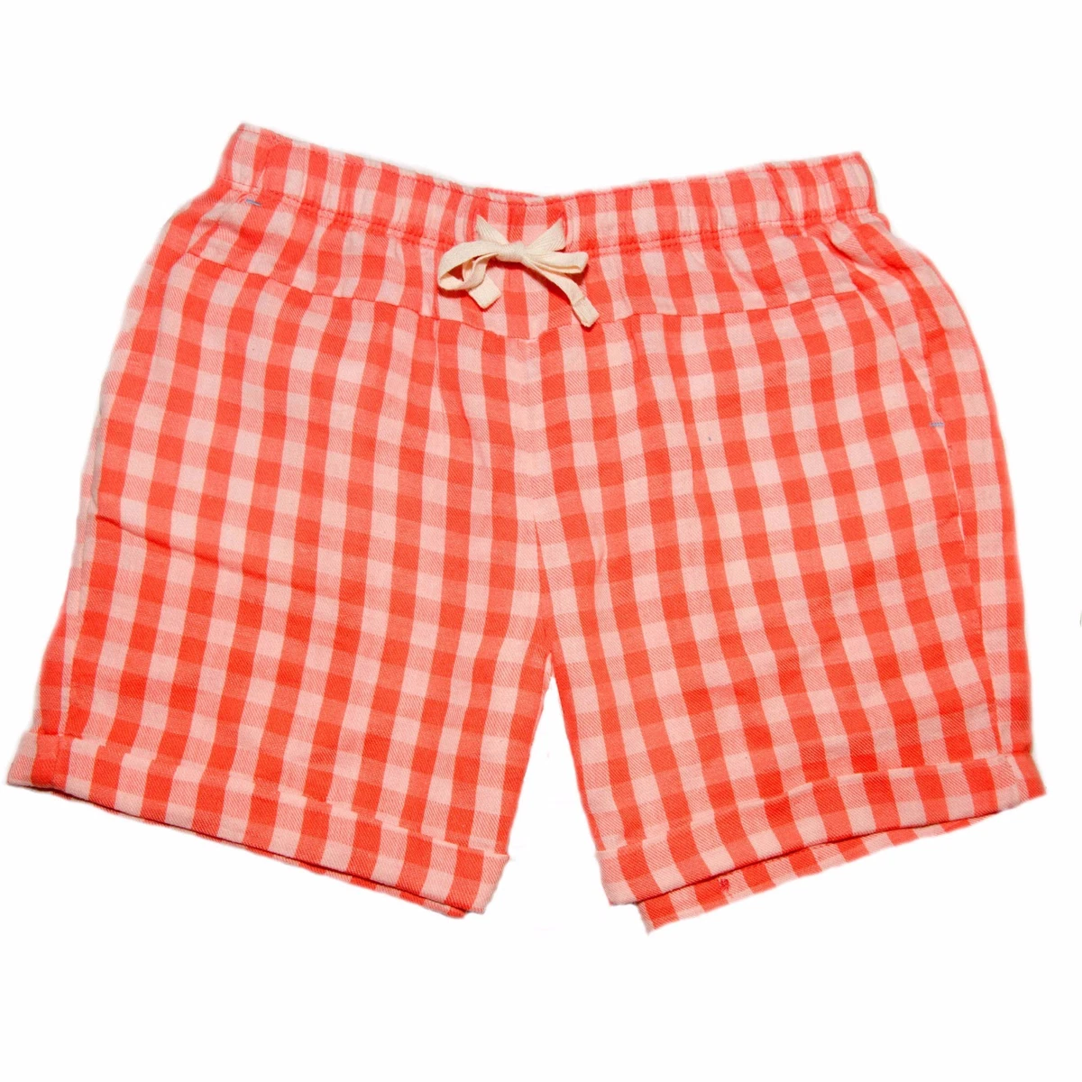 Faded Glory Girls Pull On Shorts Peach Gingham Size X LARGE 14 16