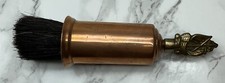 Vtg Brass/Copper Small Hearth Brush, Sailing Ship Handle, Sliding Cover 5.5”L