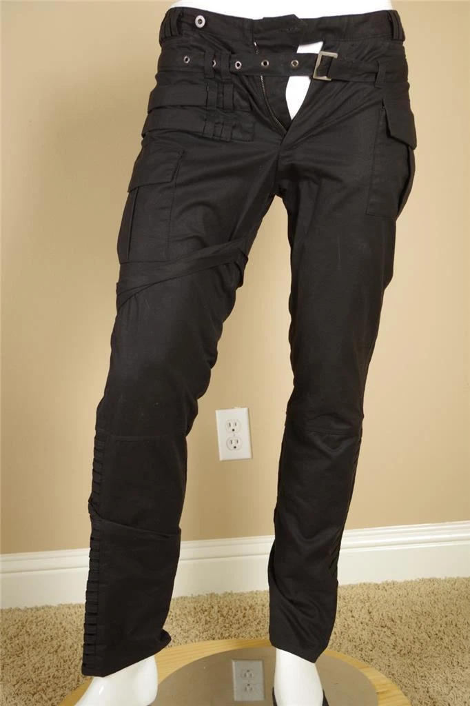 Amazing Les Hommes Bondage Pants Black Waxed Denim 48 32 Straps Gothic S&M Jeans