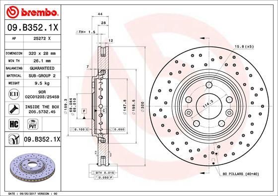 2X Brembo 09.B352.1X Bremsscheibe-image