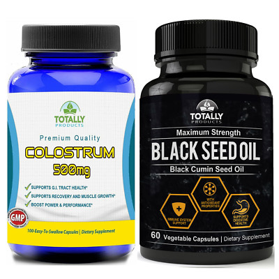 Colostrum 500mg Muscle Support & Black Cumin Seed Oil Immune Supplement 60 Caps
