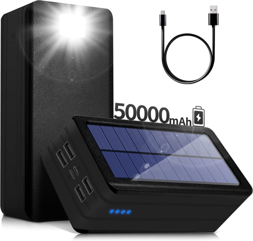Cargador Portatil Banco Energia Solar Con Linterna 50000mAh Carga USB Que Acampa - Afbeelding 1 van 12