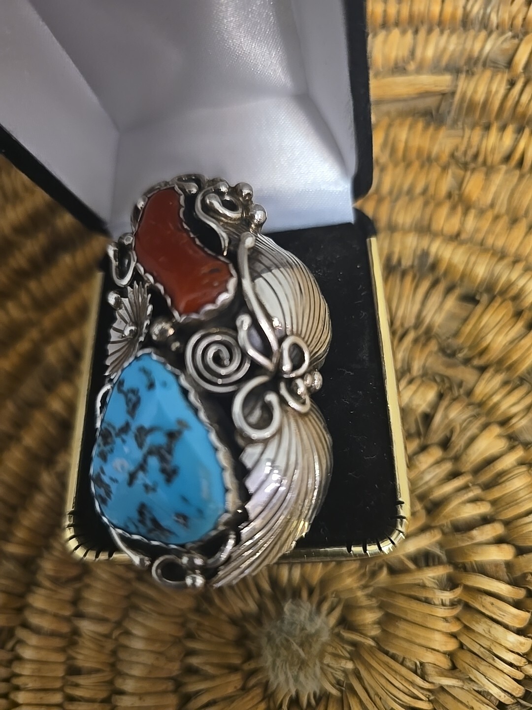 Vintage Huge Statement Ring S8 Native American Na… - image 3