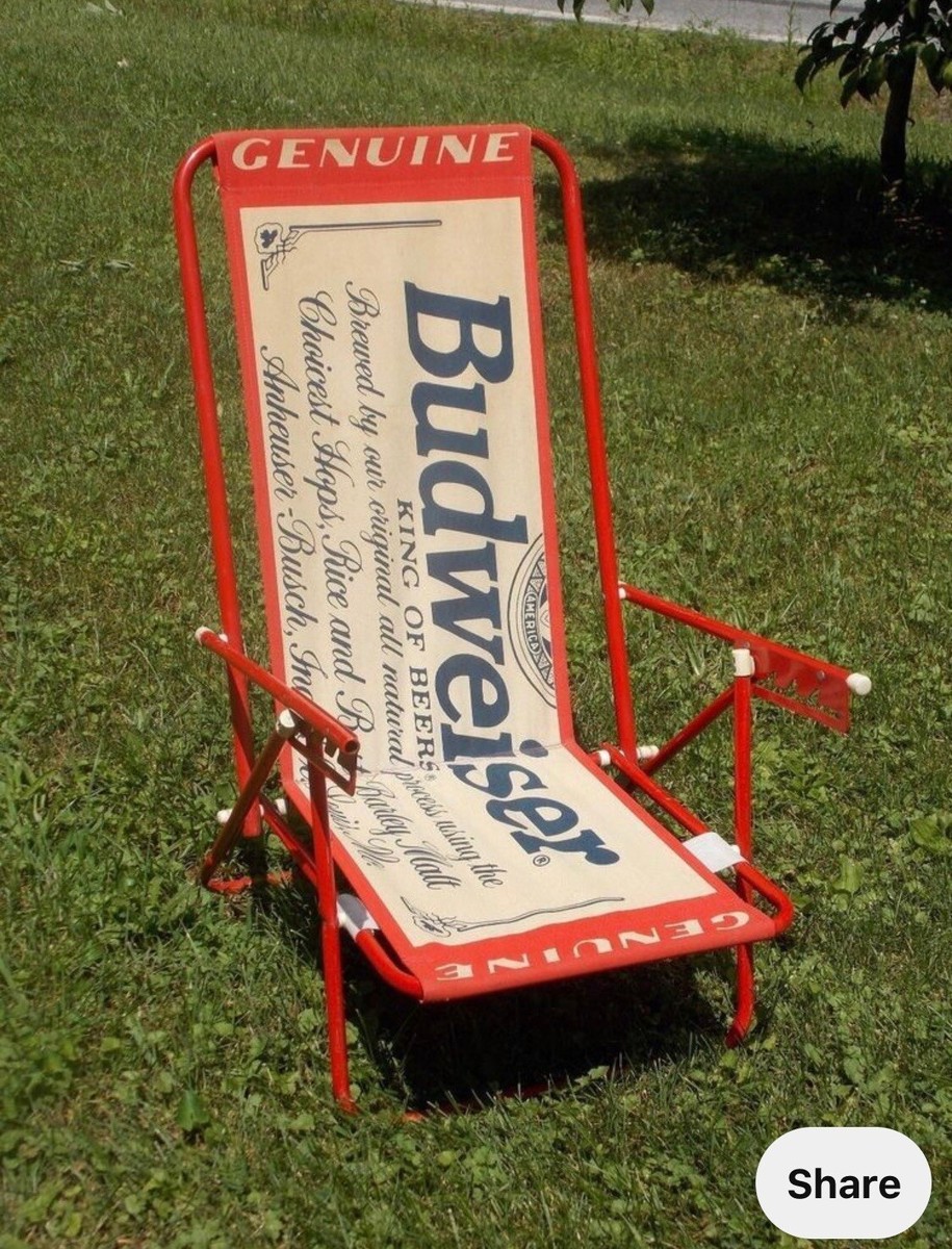 ♦Budweiserバトワイザー折り畳み式　ビーチチェア♦レトロUSED ♢Budweiserバトワイザー折り畳み式 ビーチチェア♢レトロUSED