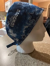 DALLAS COWBOYS SCRUB HAT WITH TIES SURGICAL SKULL HAT, CHEMO, SURGERY TECH
