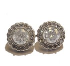 GIA 14k white gold 2.54ct round diamond halo round natural stud earrings cluster — photo 1