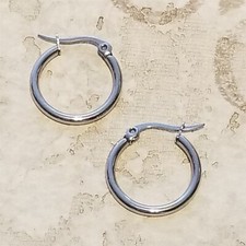 Sleek 316L Surgical Stainless Steel Silver 20mm Hypo Allergenic Hoop Earrings